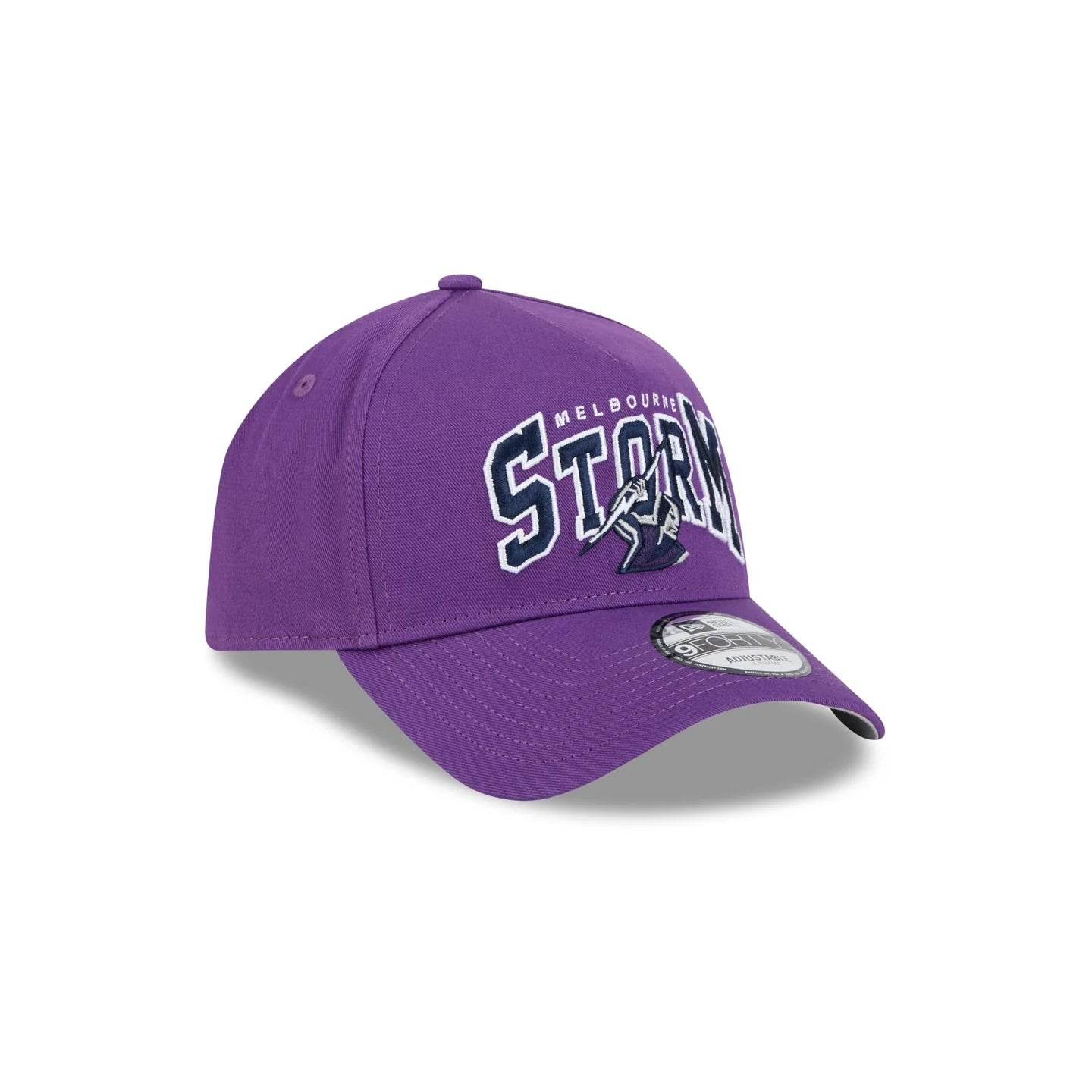 Melbourne Storm Hat - Purple Logo Arch 9Forty A-Frame NRL Snapback Cap - New Era